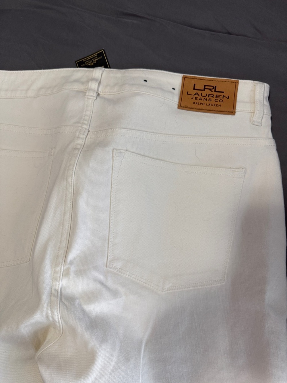 Ralph Lauren White Denim Jeans with Leather Logo Patch - Picture 2 of 3